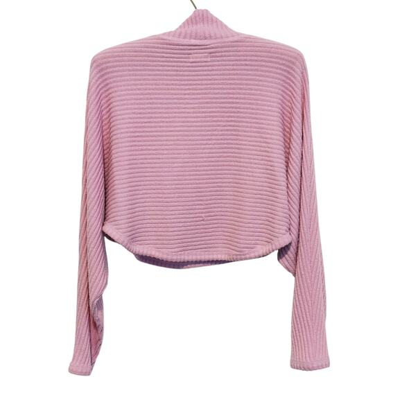 Pilcro Ribbed Turtleneck Batwing Cropped Sweater XS Pink Soft Cozy Quiet Luxury - Picture 3 of 6
